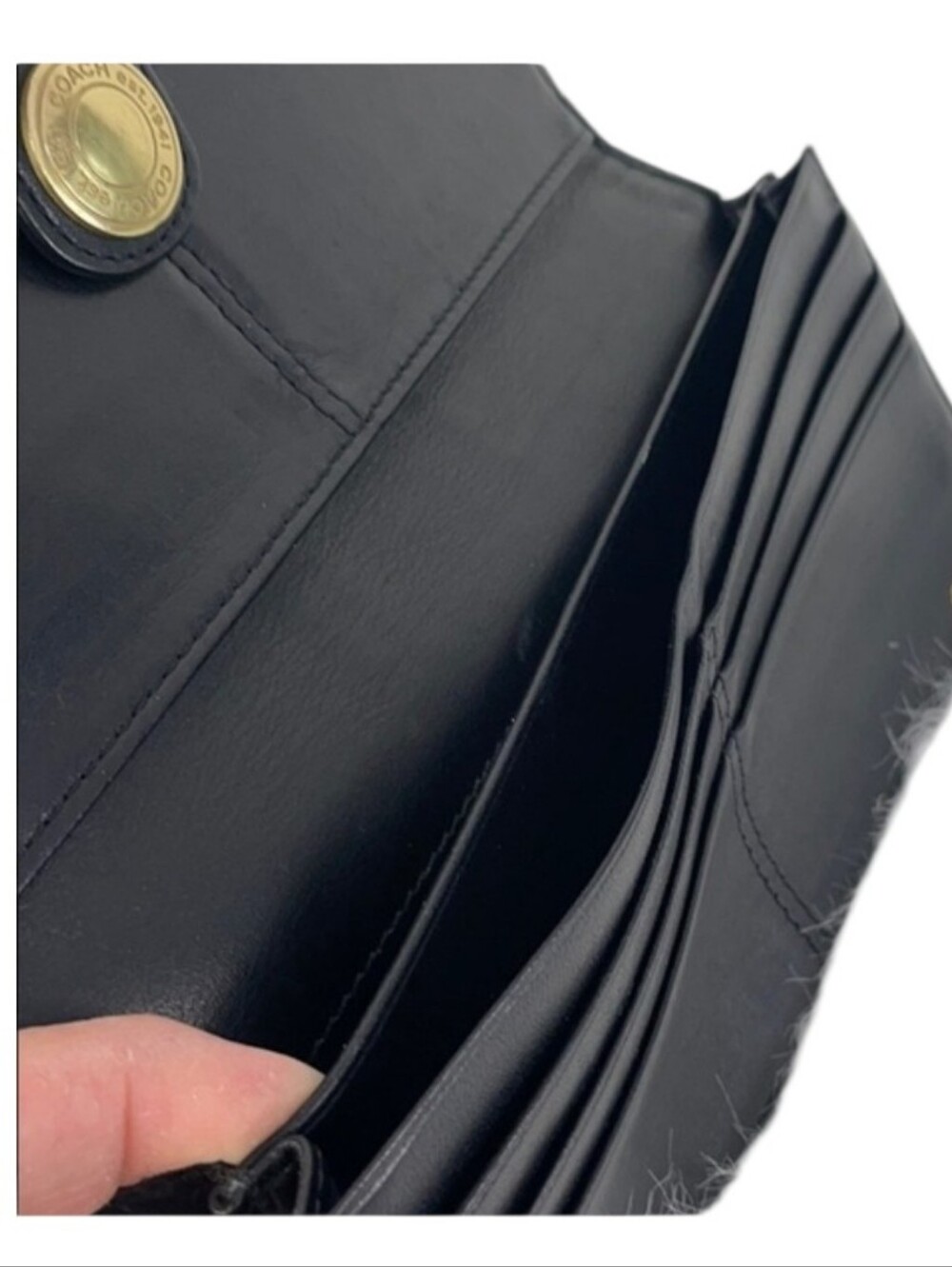 Coach Vintage Black Leather Continental Wallet with Gold-Tone Snap - Picture 10 of 10
